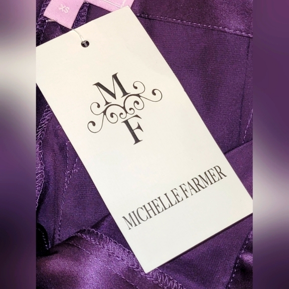 Michelle Farmer Silk Charmeuse Pants In Plum Size X-Small - Picture 13 of 16